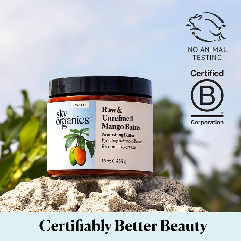 Sky Organics Sky Organics - Mango Butter, 16 oz - Raw & Undefined - Hydrating Balm-to-Oil Butter - Non Greasy - Fatty Acids, Antioxidants & Vitamins - Natural, Vegan, Cruelty & Soy Free - Skin Care & Self Care - Image 5