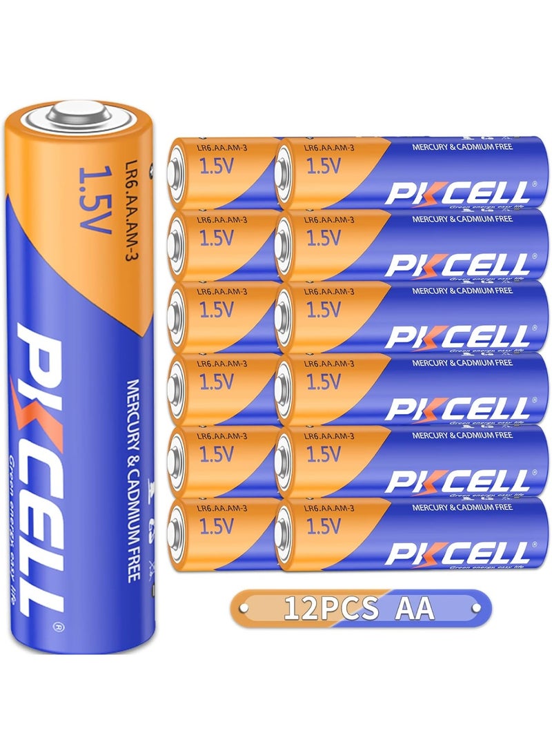 بي كي سيل AA LR06 Batteries,1.5V High Performance Disposable 12 Pack Double A Batteries for Keyboards Clocks Kids Musical Mat Toys Remote Controls (10-Year Shelf Life) X 12 Counts - Image 1