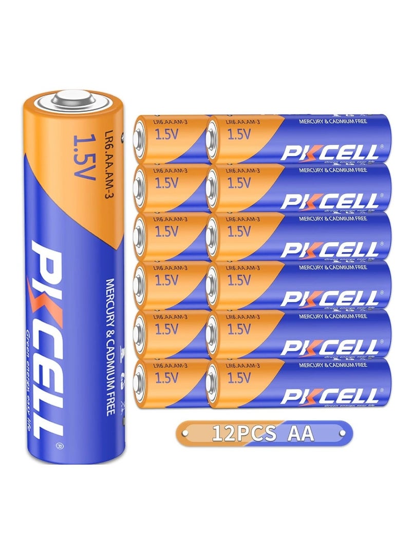 PKCELL AA LR06 Batteries,1.5V High Performance Disposable 12 Pack Double A Batteries for Keyboards Clocks Kids Musical Mat Toys Remote Controls (10-Year Shelf Life) X 12 Counts - Image 1