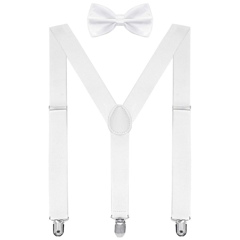 habibee Solid Color Mens Suspender Y Shape with Strong Clips Adjustable Braces - Image 1