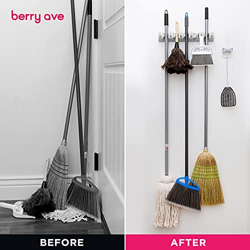 Berry Ave EXTRA GRIP Mop & Broom Holder Wall Mount - Wall Hanging Garden Tool & Utility Closet Organizer, Mop & Broom Hook, Broom Hanger Wall Mount, Mop Broom Organizer, Wall Mounted Broom Rack Mop Storage - Image 5