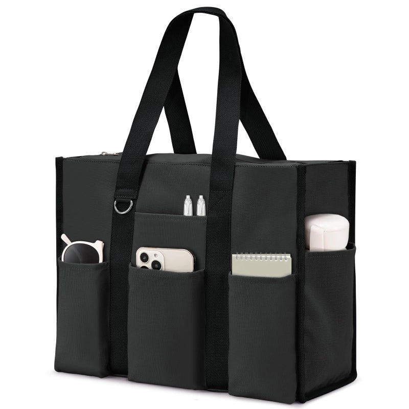 Becokan Large Tote Bag for Women Waterproof with 12 Pockets Top Zipper Closure Utility Teacher Nurse Bags for Work School - Image 1