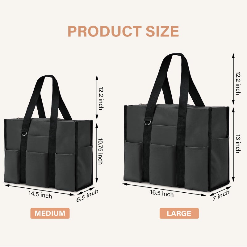 Becokan Large Tote Bag for Women Waterproof with 12 Pockets Top Zipper Closure Utility Teacher Nurse Bags for Work School - Image 5