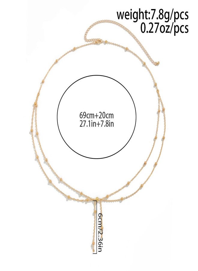 RECTYO GALLERY 1 Pcs Premium Sexy Beach Waist Chain for Women Double-Layer Tassel Beads Body Chain Summer Waterproof Belly Buttom Ring with Belly Chain Adjustable Rhinestone Bikini Drop Chain for Women Swimsuit Jewelry - Image 2