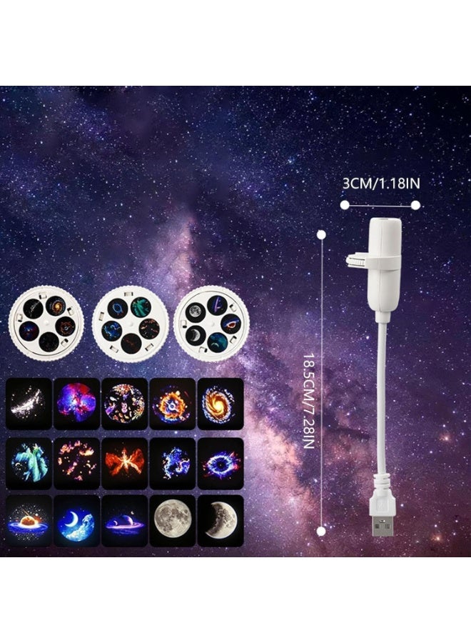جهاز عرض مجرة ​​2 في 1، مصباح ليلي، شريط إضاءة نجوم USB مع 15 نمطًا - Image 4