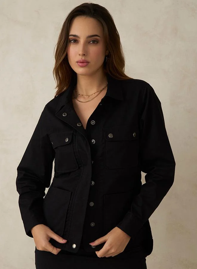 Virgio Cotton Stretch Utilitarian Shacket