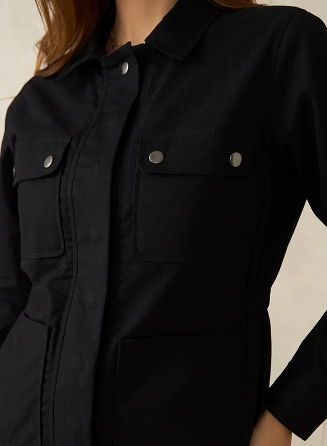 Virgio Cotton Stretch Utilitarian Shacket