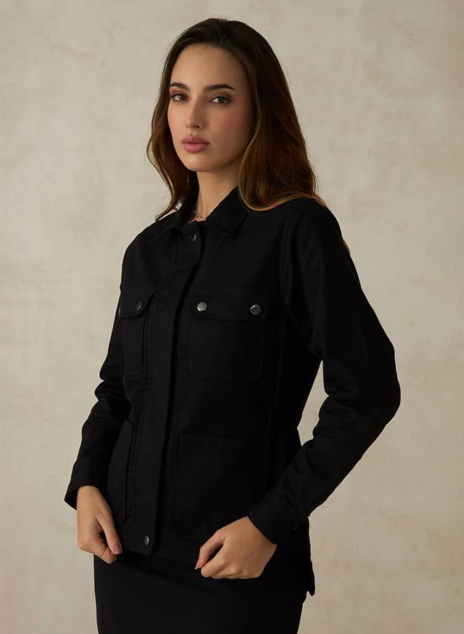Virgio Cotton Stretch Utilitarian Shacket