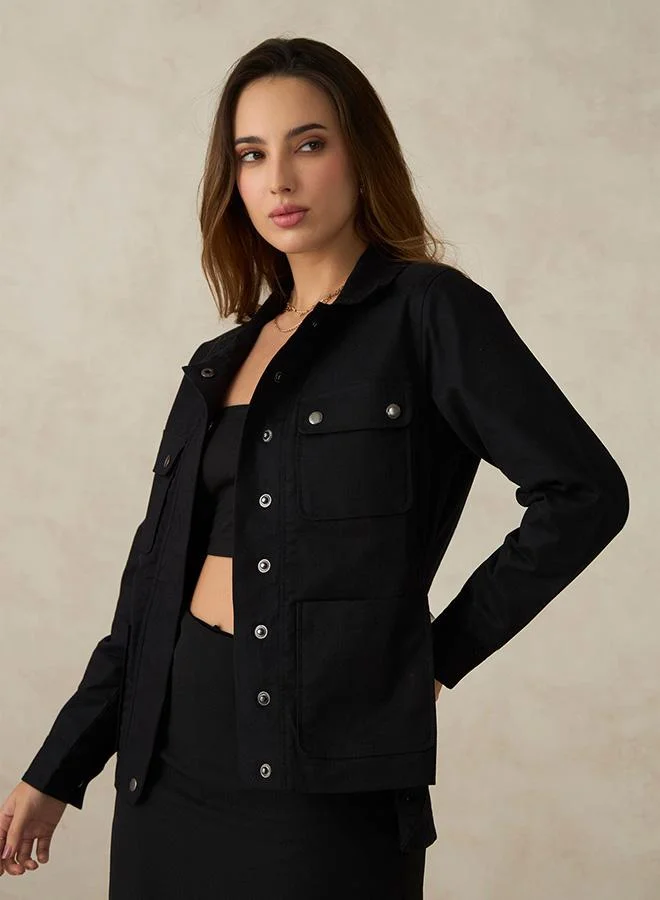 Virgio Cotton Stretch Utilitarian Shacket