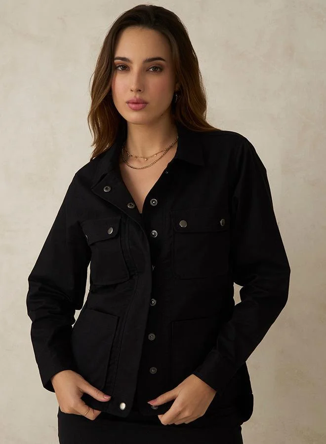 Virgio Cotton Stretch Utilitarian Shacket
