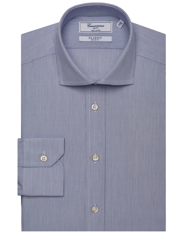 كاميتشسما قميص كلاسيكي باللون الأزرق