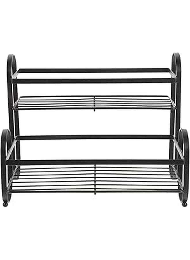 Double Layer Iron Spice Rack Black Kitchen Organizer for Jar Storage - Image 1