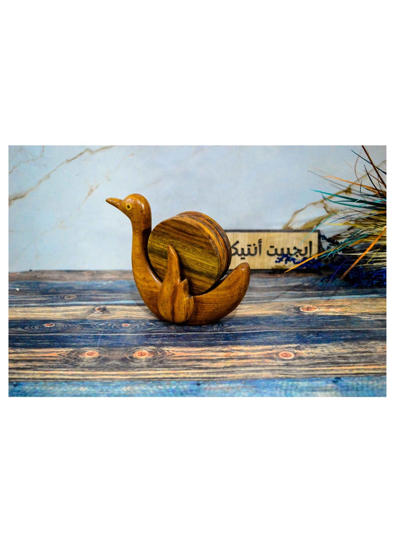 ايجيبت انتيكس طقم كوسترات شكل بطة من خشب السرسوع صناعة يدوية 100% انتاج ايجيبت أنتيكس  - Image 1