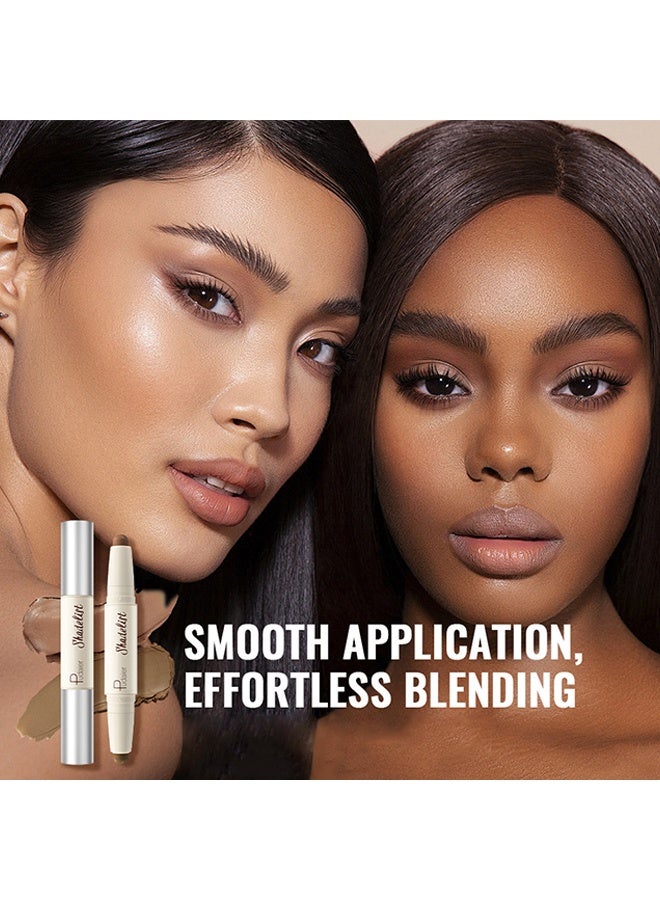 بوداير قلم تحديد وإبراز 2 في 1، عصا تحديد مزدوجة المسطح، كريمي، قابل للبناء وسهل التطبيق، عصا إبراز كريمية مقاومة للماء وطويلة الأمد - Image 3