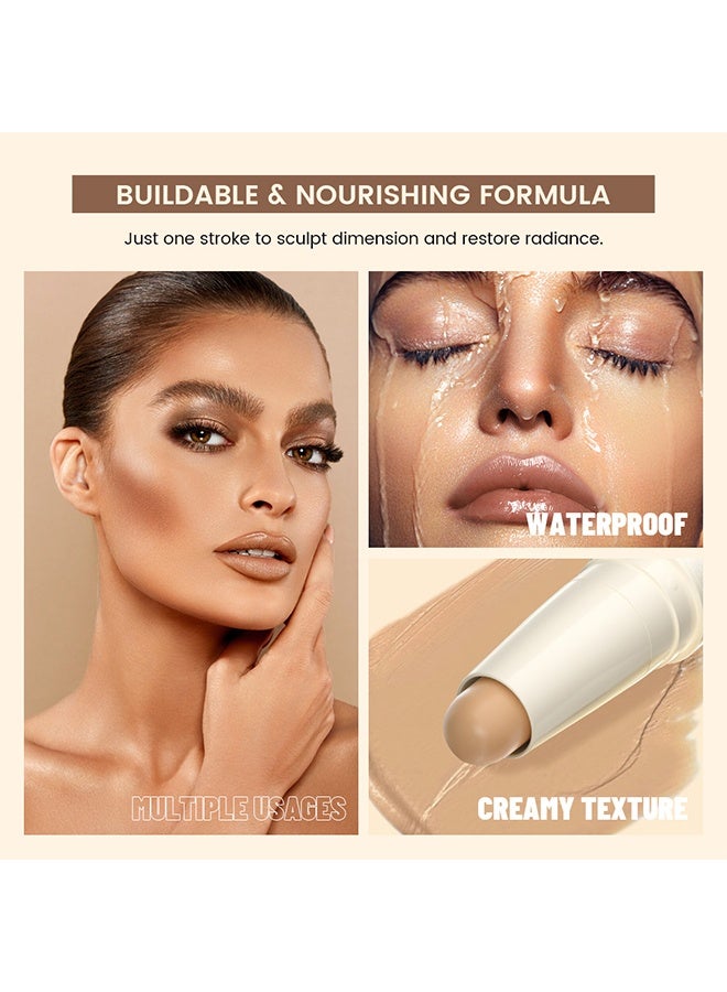 بوداير قلم تحديد وإبراز 2 في 1، عصا تحديد مزدوجة المسطح، كريمي، قابل للبناء وسهل التطبيق، عصا إبراز كريمية مقاومة للماء وطويلة الأمد - Image 4