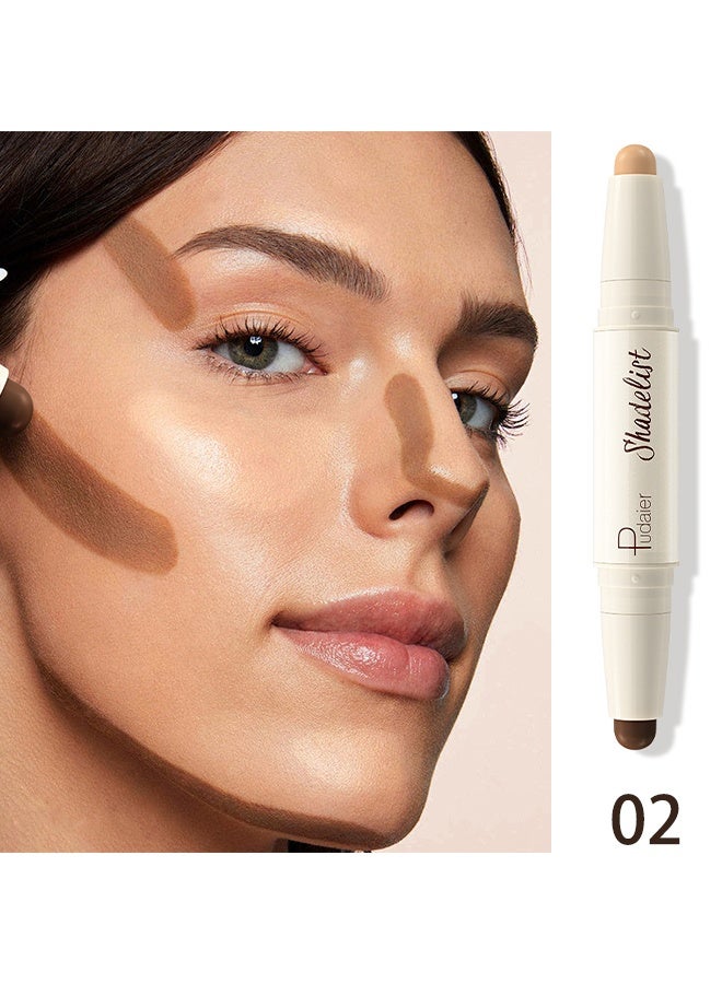 بوداير قلم تحديد وإبراز 2 في 1، عصا تحديد مزدوجة المسطح، كريمي، قابل للبناء وسهل التطبيق، عصا إبراز كريمية مقاومة للماء وطويلة الأمد - Image 2