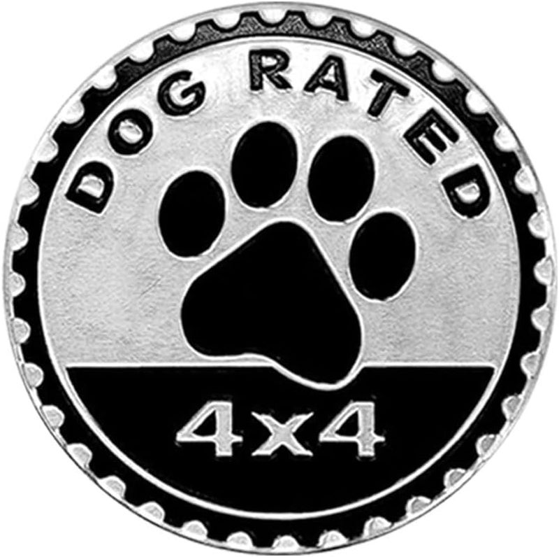 GLSOWEE Car Badge Emblem, 4×4 Metal Car Exterior Badge Emblem, 3D Metal Auto Round Emblem Decals Car Badge Decal Stickers Compatible with Jeep Wrangler Vehicles SUVs Trucks (Dog Rated) - Image 1