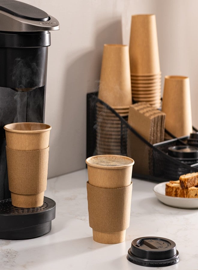 GUSTO [50 Sets 12 oz. Disposable Kraft Coffee Cups with Black Lids, Sleeves - To Go Paper Hot Cups (Formerly Comfy Package) - Image 5