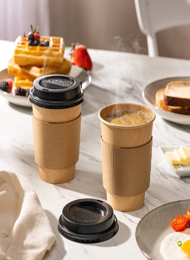GUSTO [50 Sets 12 oz. Disposable Kraft Coffee Cups with Black Lids, Sleeves - To Go Paper Hot Cups (Formerly Comfy Package) - Image 4