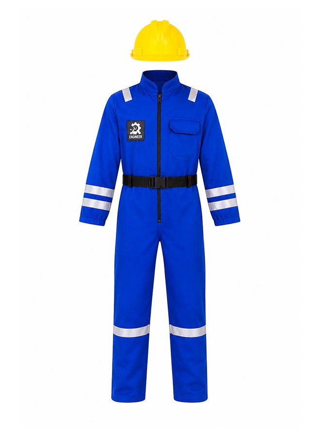 Toy Land Kids Engineer Costume Set with Safety Helmet – Construction Worker Fancy Dress Outfit for Boys & Girls of age 8 to 9 years - Image 1