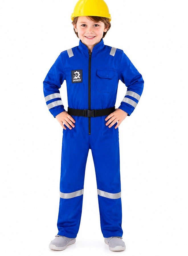 Toy Land Kids Engineer Costume Set with Safety Helmet – Construction Worker Fancy Dress Outfit for Boys & Girls of age 8 to 9 years - Image 2