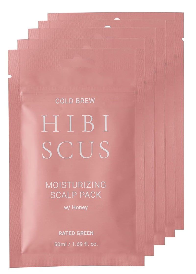RATED GREEN Hair Conditioner - Cold Brew Hibiscus Moisturizing Scalp Pack with Honey, Deep Conditioning Hair Mask for Dry Damaged Hair, 1.69 Fl. Oz, Korean Hair Care, Pack of 5
