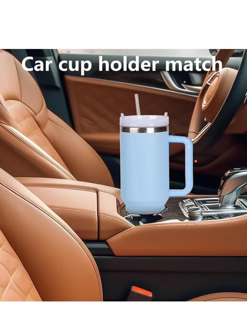 1200ml Stainless Steel Tumbler with Handle Lid & Straw - Vacuum Insulated Water Bottle Travel Coffee Mug Keeps Drinks Hot and Cold - Ideal for Office Home Camping and Outdoor (Sky Blue)