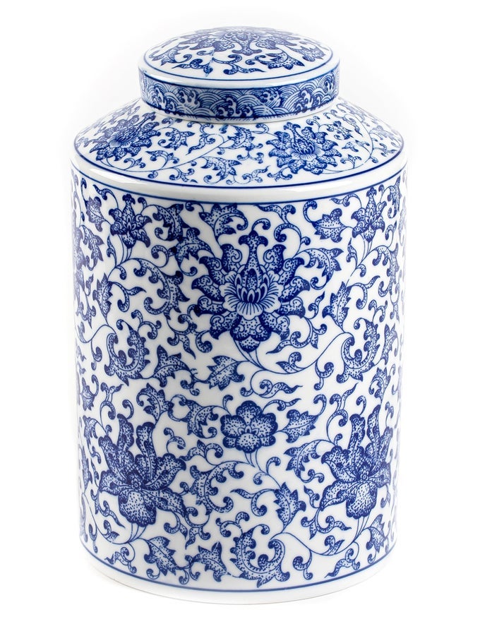 BLUE AND WHITE GINGER JAR CERAMIC CHINOISERIE DECORATIVE JARS FOR HOME OFFICE FLOWER VASE POCELAIN GLOSSY VASE FOR TABLE LIVING ROOM BOOKSHELF MANTLE FIREPLACE CENTERPIECES 11