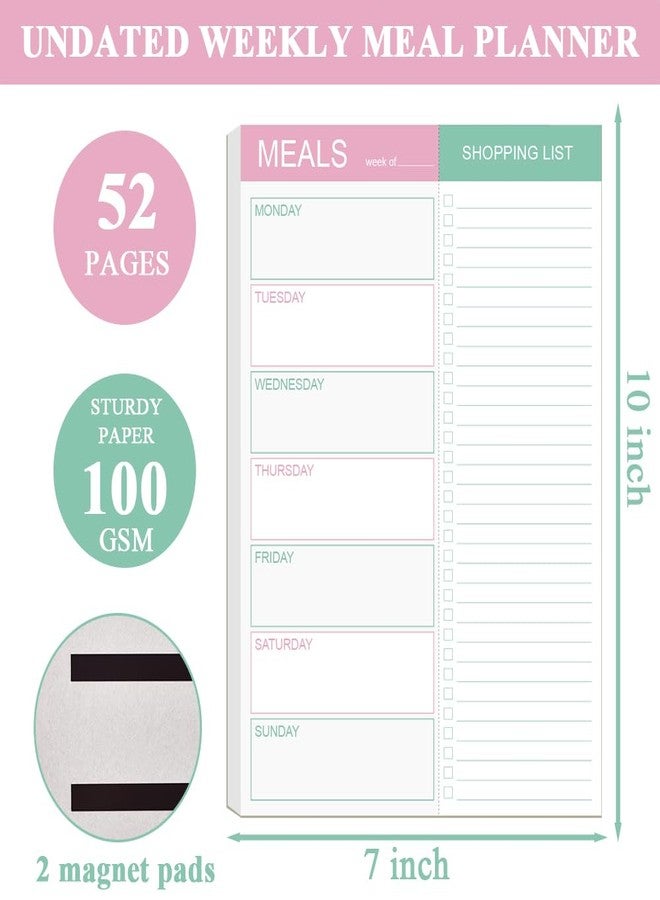 Getvow Magnetic Meal Planning Pad for Fridge - 10" x 7" Meal Planning Pad with Tear Off Shopping List. 52 Weeks Undated for Meal Planner and Grocery List with Magnet - Image 2