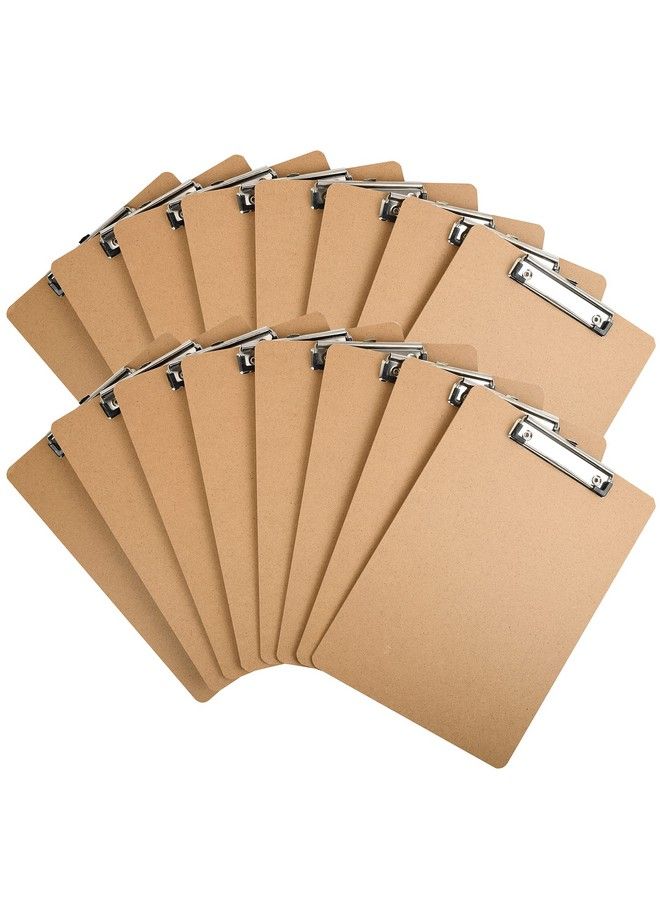HappyHapi 16 Pack Clipboards Letter Size 9" X 12.5" Ecofriendly Wood Clip Boards Hardboard For A4 Paper Low Profile Clip For Office School Classroom Supplies Hospital Traveling Party Brown - Image 1