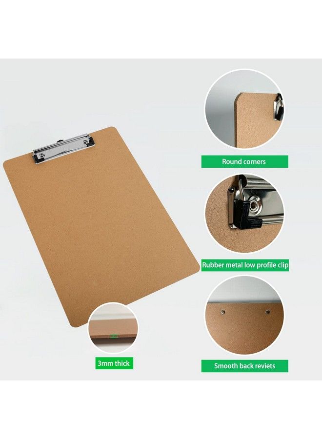 HappyHapi 16 Pack Clipboards Letter Size 9" X 12.5" Ecofriendly Wood Clip Boards Hardboard For A4 Paper Low Profile Clip For Office School Classroom Supplies Hospital Traveling Party Brown - Image 3