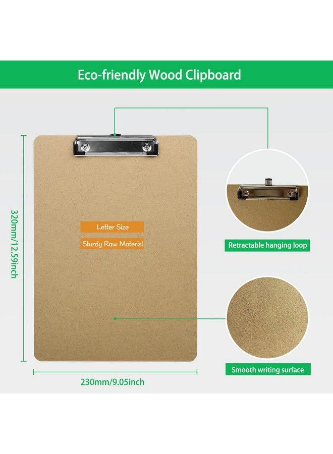 HappyHapi 16 Pack Clipboards Letter Size 9" X 12.5" Ecofriendly Wood Clip Boards Hardboard For A4 Paper Low Profile Clip For Office School Classroom Supplies Hospital Traveling Party Brown - Image 4
