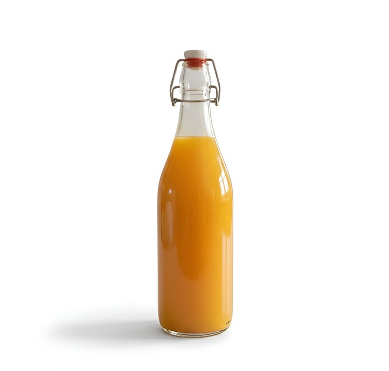 Vency Fliptop Glass glass bottle 1 litre for Fridge, Transparent, Leakproof Flip Cap, Airtight Seal, for Milk, Juice, Cold Beverages, Durable, Scratch-Proof, Freezer Safe (Rocco) - Image 1