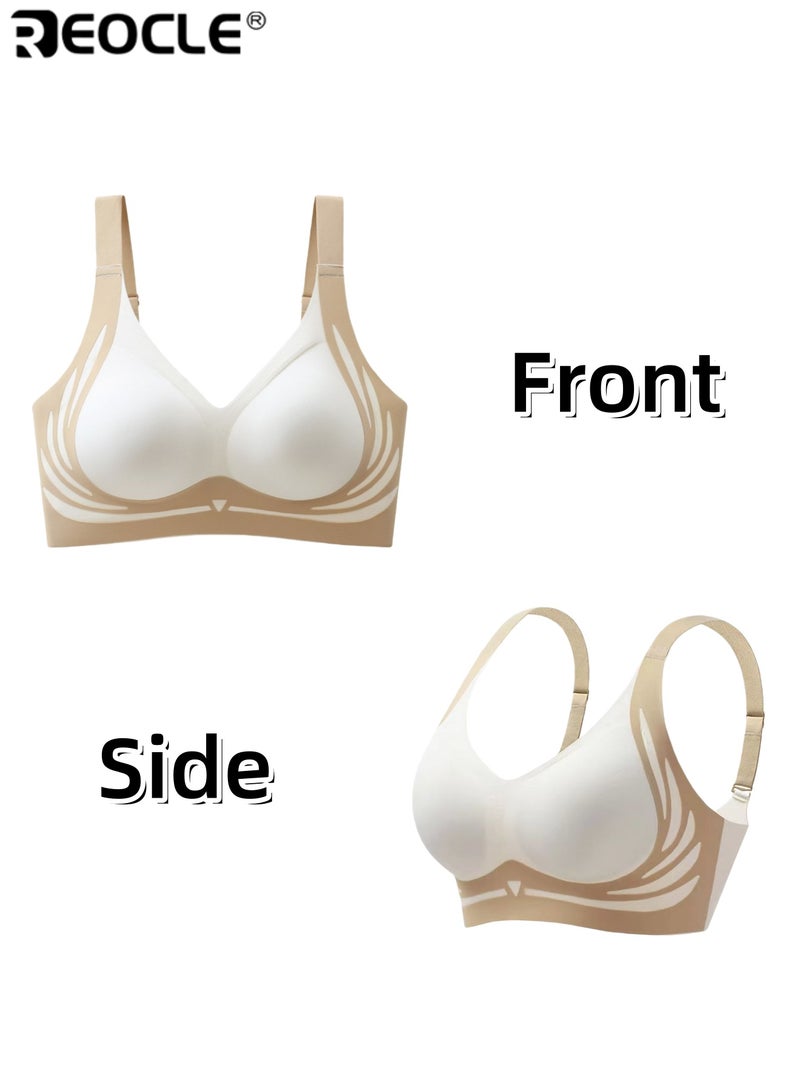 REOCLE Women's Seamless Push-Up Bra with Stylish Pattern Design Comfortable Wireless Bra for Daily Wear Casual & Active Styling - Image 5