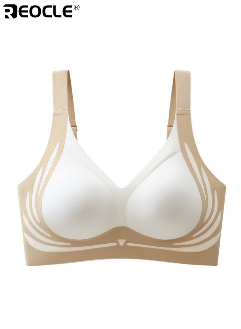 REOCLE Women's Seamless Push-Up Bra with Stylish Pattern Design Comfortable Wireless Bra for Daily Wear Casual & Active Styling - Image 1