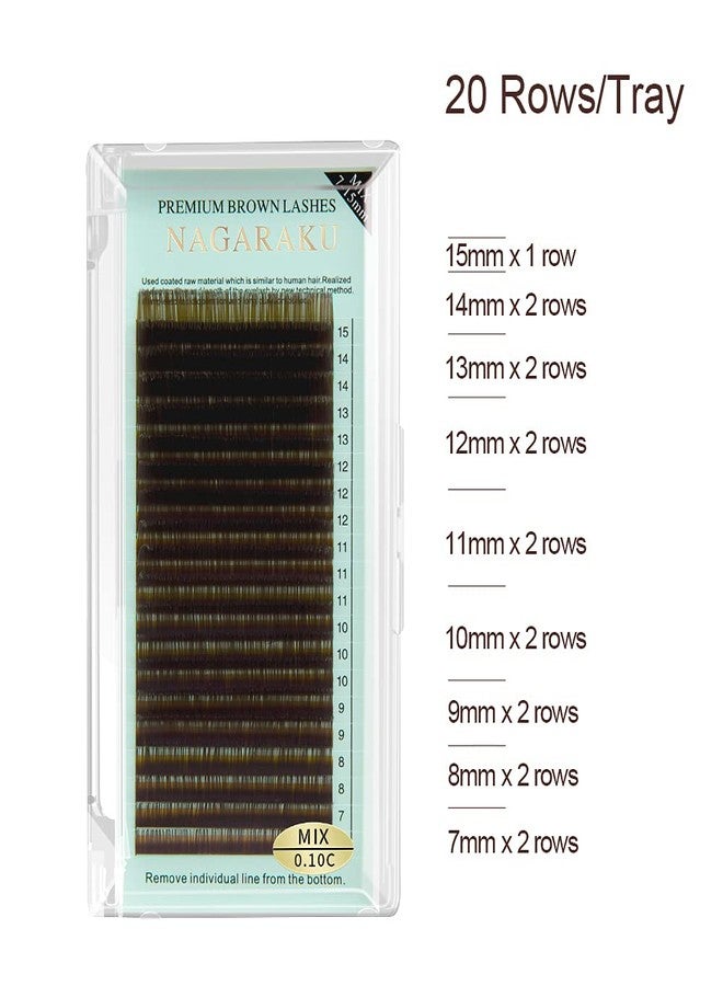 NAGARAKU Natural Brown Color Eyelash Extensions 0.10mm B curl 7-15mm Mix Tray Individual Lashes Classic Faux Mink Volume 20 rows Soft Eyelash Supplies - Image 5