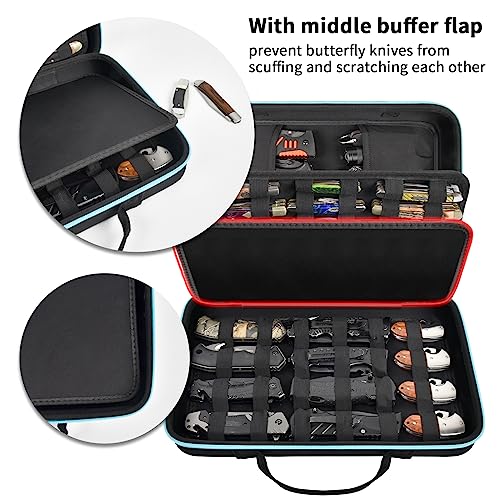 ANKHOH Knife Display Case for 45+ Pocket Knives, for Butterfly Knife Storage Bag, Folding Knives Organizer Holder Box, Knives Collection Protector for Survival, Tactical, Outdoor, Kitchen, EDC Mini Knife - Image 4