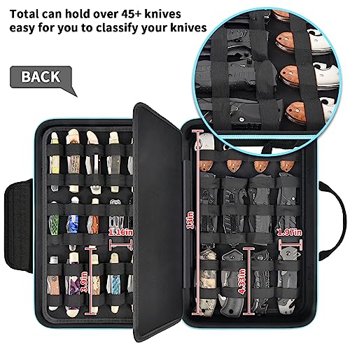 ANKHOH Knife Display Case for 45+ Pocket Knives, for Butterfly Knife Storage Bag, Folding Knives Organizer Holder Box, Knives Collection Protector for Survival, Tactical, Outdoor, Kitchen, EDC Mini Knife - Image 3