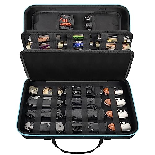 ANKHOH Knife Display Case for 45+ Pocket Knives, for Butterfly Knife Storage Bag, Folding Knives Organizer Holder Box, Knives Collection Protector for Survival, Tactical, Outdoor, Kitchen, EDC Mini Knife - Image 1