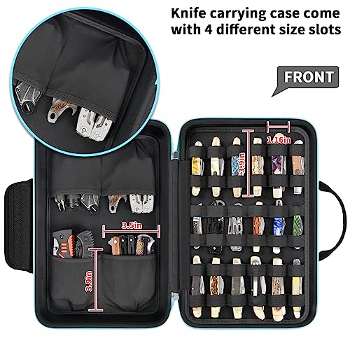ANKHOH Knife Display Case for 45+ Pocket Knives, for Butterfly Knife Storage Bag, Folding Knives Organizer Holder Box, Knives Collection Protector for Survival, Tactical, Outdoor, Kitchen, EDC Mini Knife - Image 2