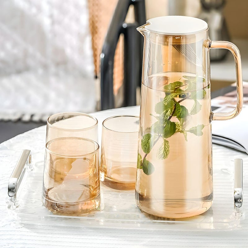 Wringo Premium 7pc Crystal Water Jug with Glass Set and Jug Set Combo,Freezer Safe and Dishwasher Safe (6 Pieces Glasses 200ML and 1 Water Juice Jug 1 Liter), Transparent, Glass and Jug Set (WS-04) - Image 3