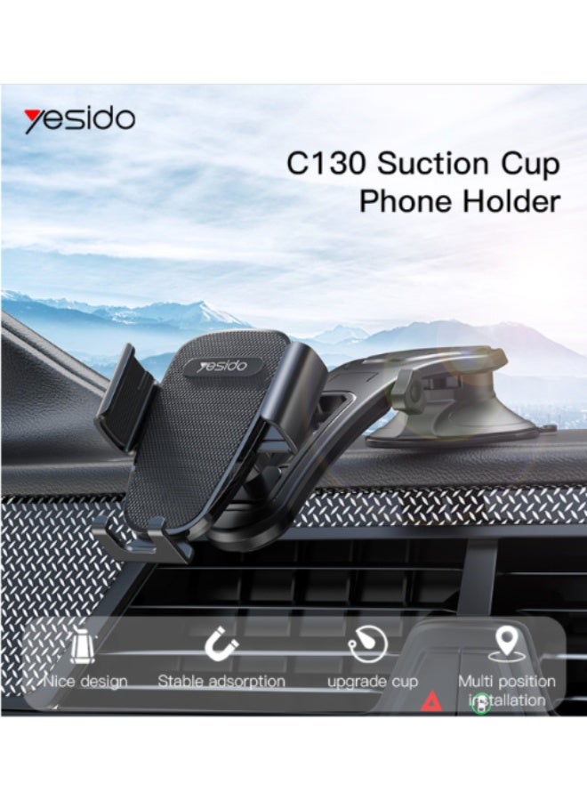 Yesido Plastic Car Dashboard Suction Cup Phone Holder with Flexible Adjustment Arm and Universal Spring Clip Phone Holder | Model C130 | By Yesido - Image 2