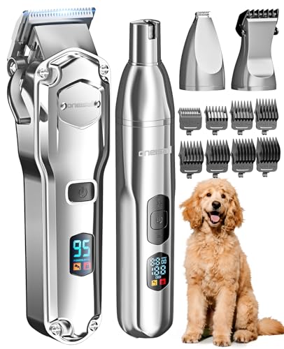 oneisall Dog Clippers for Grooming ThickHeavy Coats 4in1 Dog Grooming Kit Low Noise with Stainless Steel Blade Cordless Dogs Paw Trimmer Pet Nail Grinder for Small Large Dogs Cats Animals - Image 1