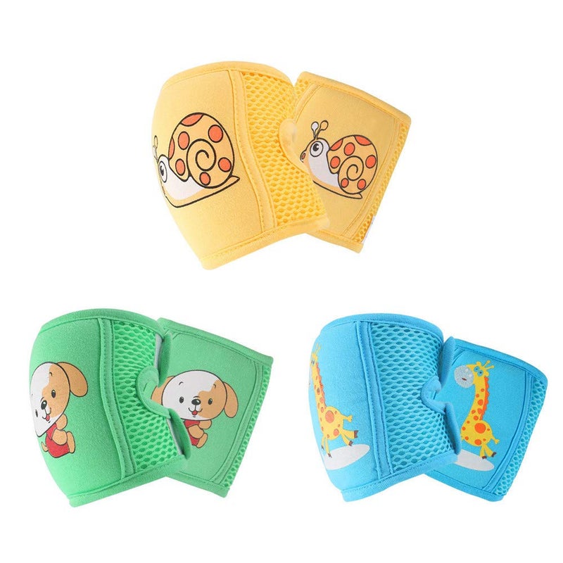 NASHRIO Baby Knee Pads for Crawling (3 Pairs), Anti-Slip and Protect Infants & Toddlers Knees, Elbows and Legs. Adjustable Straps and Breathable 3D Mesh for Boys and Girls (Unisex) - Image 1