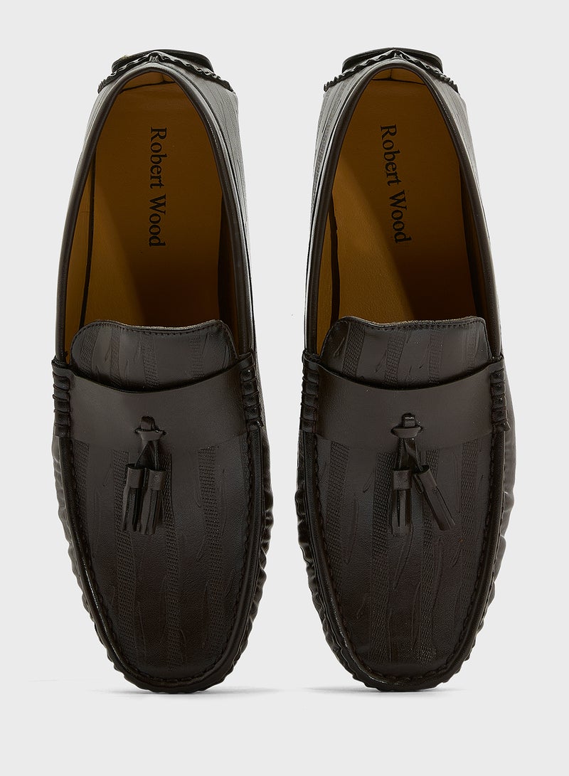 Robert Wood Tassel Detail Textuted Casual Loafers  - Image 4