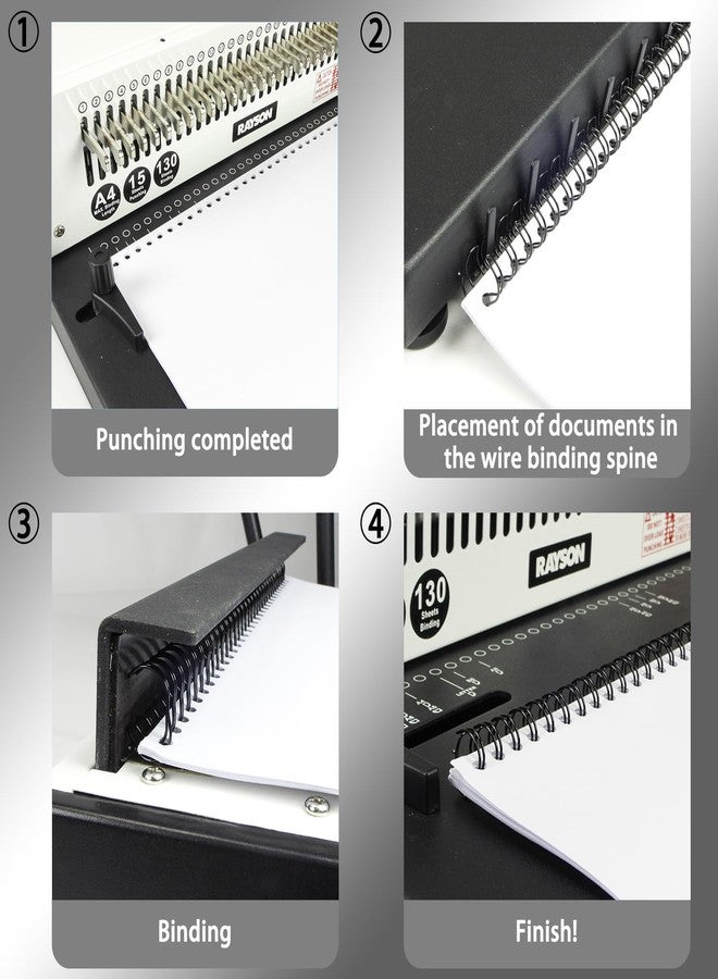 Rayson Double Loop Binding Wires, Mixed Sizes (1/4", 5/16", 3/8", 7/16"), 3:1 Pitch 32-Loop Black, Pack of 96 - Image 5