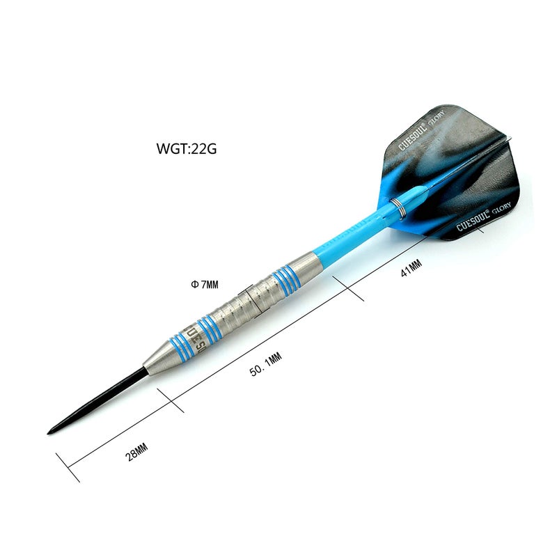 CUESOUL Glory 85% Tungsten 22g Steel Tip Dart Set-Blue line Colored - Image 2