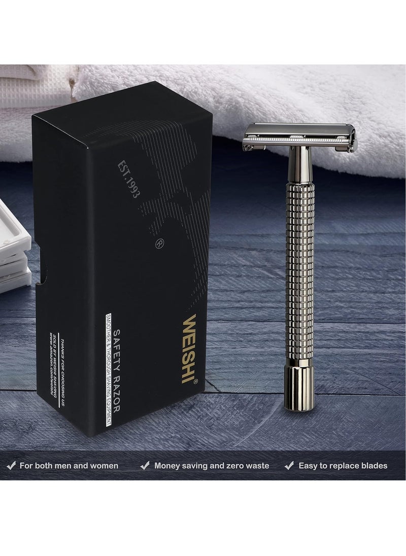 WEISHI Safety Razor Double Edge Nostalgic Long Handle Butterfly Open Razor