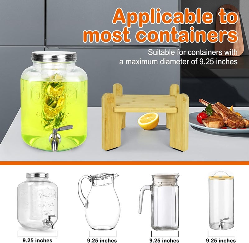 DD&HAPP Drink Dispenser,Water Dispenser And Beverage Dispenser Stand(Natural Bamboo).Fit Inch Glass Drink Dispenser,Glass Water Pitcher.Ideal for Home, Parties, and Catering Events. - Image 4