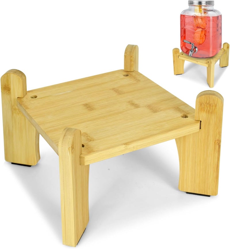 DD&HAPP Drink Dispenser,Water Dispenser And Beverage Dispenser Stand(Natural Bamboo).Fit Inch Glass Drink Dispenser,Glass Water Pitcher.Ideal for Home, Parties, and Catering Events. - Image 1